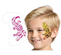 TyToo Stencil per pittura del viso per bambini, riutilizzabili e delicati sulla pelle, stencil per trucco dei bambini, carnevale, Halloween e tatuaggi con glitter (coccodrillo)