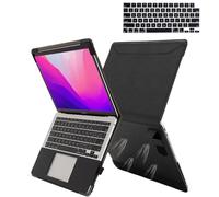 TYTX Custodia con MacBook Pro 14 Pollici Modello 2023 A2918/A2992 M3/A2779 M2 /2021 A2442 M1 Pro/M1 Max, Custodia in Pelle con Vento e Supporto Funzione e Cover per Tastiera, Nero