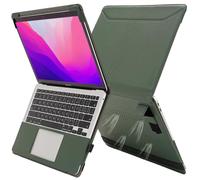TYTX Custodia Macbook Pro 13 Pollici 2022-2016 M2 M1 A2338 A2289 A2251 A2159 A1989 A1708 A1706, Custodia in Pelle PU Protettiva Cover con Supporto Funzione & Ventilato, Verde