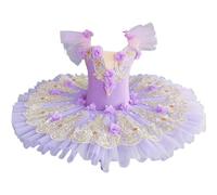 Tytyozay Abito da Balletto per Ragazze, Gonna da Danza Principessa per Bambini con Tulle A Strati Costumi Professionali per Donne Bambini E Ragazze per Compleanno E Spettacolo,Viola,110