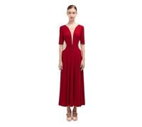 Tytyozay Abito da Ballo Standard Donna, Elegante Abito da Esibizione con Scollo A V Profondo in Rete, Vita con Apertura Laterale E Mezze Maniche per Valzer Tango Foxtrot Gara E Palcoscenico,Rosso,XXL