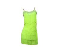 Tytyozay Abito da Competizione per Danza Latina da Donna, alla Moda Girocollo Senza Maniche Elegante con Nappe E Schiena Scoperta Costume da Esibizione per Tango Cha Cha Salsa Rumba,Giallo,XL