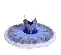 Tytyozay Blue Girl Ballet Professionale tutù, Il Lago dei Cigni Tutu Ballerina Costumi Piatto Pancake Tutu Ballerina Vestito da Partito Balletto Danza Gonna,Blu,120