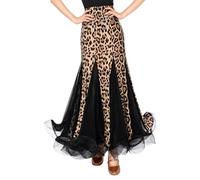Tytyozay Gonna da Ballo da Donna, Elegante Gonna da Valzer A Vita Alta con Design Patchwork Gonna A Sirena Fluida E Ampia Abbigliamento da Danza per Allenamento Standard Competizioni,Marrone,M
