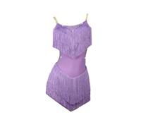 Tytyozay Gonna da Ballo Latino-Americana con Nappe da Donna, Bretelle Senza Schienale Elegante Gonna da Ballo Rumba E Strass per Spettacoli di Samba Tango Cha Cha,Viola,M