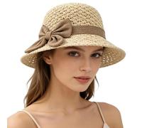 TYUIOP Cappelli da Spiaggia Pieghevoli Donna Cappelli da Sole Pieghevoli Donna Cappello Giardinaggio di Paglia per L'Estate di Paglia Estate Cappello a Secchiello Estivi