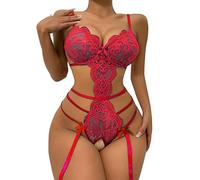 TYUIOP Intimo sexydonna Hot Trasparente Sexy Cosplay Perizoma Sexy Donna Body Intimo Donna con Coppe Push up Completino sexydonna Hot Basic Clothes Woman Lingerie Rosse Completino