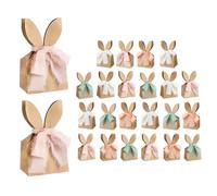 TYUKXJH 24 sacchetti di coniglio di Pasqua Boho - Scatole per dolcetti in carta per orecchie di coniglio, scatole regalo sacchetti, chicche, Pasqua compleanno, primavera, caccia alle uova di casa