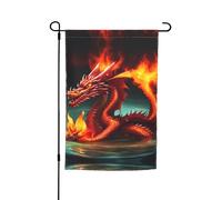 TYUMH Bandiera decorativa da giardino con stampa del re drago nel fuoco, 30,5 x 45,7 cm, per l'uso in cortili, giardini, vasi di fiori e balconi