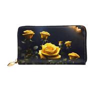 TYUMH Bella rosa gialla portafoglio pochette lunga in pelle con 12 slot per carte e 3 tasche piene per contanti, progettato per le donne alla moda.