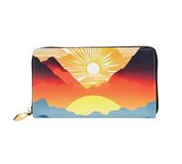 TYUMH Bright Sunrise Portafoglio lungo in pelle con 12 slot per carte e 3 tasche complete per contanti, progettato per le donne alla moda.