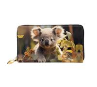 TYUMH Carino Koala Plant Leather lungo pochette portafoglio con 12 slot per carte e 3 tasche piene per contanti, progettato per le donne alla moda.