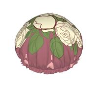 TYUMH Cuffia da doccia con stampa rosa bianca dell'amore, leggera, elastica, portatile, adatta per il bagno e la cura dei capelli