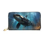 TYUMH Enormi orche assassine portafoglio pochette lunga in pelle con 12 slot per carte e 3 tasche complete per contanti, progettato per le donne alla moda.