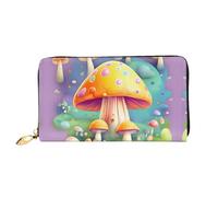 TYUMH Fantasy Dream Mushroom Leather portafoglio lungo pochette con 12 slot per carte e 3 tasche piene per contanti, progettato per le donne alla moda.