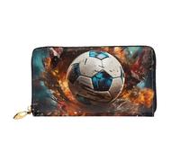 TYUMH Firecracker Soccer Leather portafoglio lungo pochette con 12 slot per carte e 3 tasche piene per contanti, progettato per le donne alla moda.