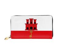 TYUMH Flag of Gibraltar Portafoglio lungo in pelle con 12 scomparti per carte e 3 tasche piene per contanti, progettato per le donne alla moda.