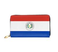 TYUMH Flag of Paraguay Portafoglio lungo in pelle con 12 slot per carte e 3 tasche piene per contanti, progettato per le donne alla moda.