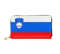 TYUMH Flag of Slovenia Portafoglio lungo in pelle con 12 scomparti per carte e 3 tasche piene per contanti, progettato per le donne alla moda.