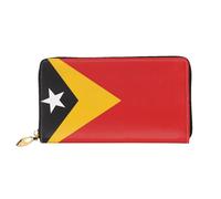 TYUMH Flag of Timor-Est Portafoglio pochette lunga in pelle con 12 slot per carte e 3 tasche piene per contanti, progettato per le donne alla moda.