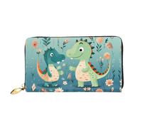 TYUMH Lovely Little Dinosaur Baby Leather portafoglio lungo pochette con 12 slot per carte e 3 tasche piene per contanti, progettato per le donne alla moda.