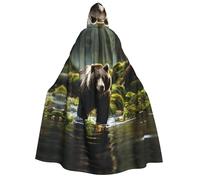 TYUMH Mantello con cappuccio di Halloween marrone orso balzo Stampe morbide e delicate sulla pelle con tesa larga adatto per feste di Halloween