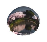 TYUMH Monte Fuji all'inizio della primavera Cuffia da doccia stampata, leggera, elastica, portatile, adatta per il bagno e la cura dei capelli