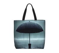 TYUMH Ombrello nero sotto la pioggia Borsa tote stampata a tracolla singola, leggera e casual, ideale per gite quotidiane, viaggi e shopping.