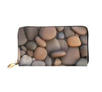 TYUMH Pebbles in the beach Portafoglio lungo in pelle con 12 scomparti per carte e 3 tasche complete per contanti, progettato per le donne alla moda.