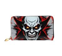 TYUMH Pochette lunga in pelle rossa e nera Evil Ghost con 12 scomparti per carte e 3 tasche complete per contanti, progettato per le donne alla moda.
