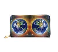TYUMH Portafoglio lungo in pelle Cosmic Earth con 12 scomparti per carte e 3 tasche piene per contanti, progettato per le donne alla moda.