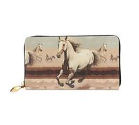 TYUMH Portafoglio lungo in pelle di cavallo bianco con 12 scomparti per carte e 3 tasche piene per contanti, progettato per le donne alla moda.