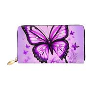TYUMH Portafoglio lungo in pelle viola farfalla con 12 slot per carte e 3 tasche piene per contanti, progettato per le donne alla moda.