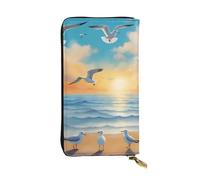 TYUMH seagulls by the sea Prints Portafoglio lungo in pelle leggero e impermeabile design elegante adatto per regali e uso quotidiano