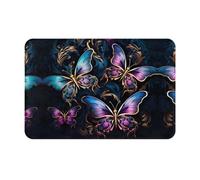 TYUMH Tappetino antiscivolo 40,6 x 61 cm con stampa di tre farfalle scure antipolvere e durevole, adatto per porta d'ingresso, soggiorno e bagno