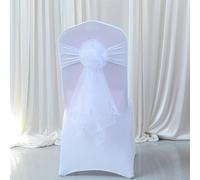 TYUrmiui Fiori per sedie, 50pcs Organza Chair Sashes Elastic Chair Back Flower Bow Tie Wedding Chair Knot