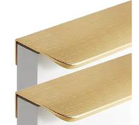 TYUrmiui Maniglie nascoste per armadi, Kitchen Handles Finger Edge Pull DrawerHandles Furniture Knobs Brushed Gold 2 Pieces
