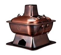 TYUrmiui Pentola Cinese, Pentola Cinese in Acciaio Inossidabile 304 con Camino for pentole da Cucina for ristoranti e Feste in casa(Red Copper,36cm)