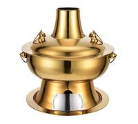 TYUrmiui Pentola Cinese, Pentola for zuppa Tradizionale Cinese con Camino for Ristorante for Feste in casa,(Gold,28CM)