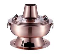 TYUrmiui Pentola Cinese, Pentola for zuppa Tradizionale Cinese in Acciaio Inossidabile con Camino(Red Copper,32cm)