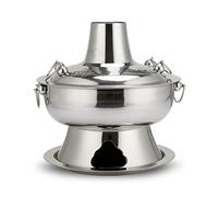 TYUrmiui Pentola Cinese, Pentola for zuppa Tradizionale Cinese in Acciaio Inossidabile con Camino(Silver,30cm)