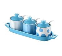 TYUrmiui Zuccheriera, Blue Sugar Bowl with Lid, Sugar Container Spice Jar, Sugar Salt Pot Seasoning Canister