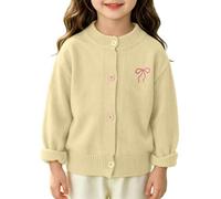 TYUSGH Cardigan in maglia a righe per bambine con ricamo a fiocco per bambini button down girocollo capispalla autunno manica lunga maglieria, Giallo, 1-2 Anni