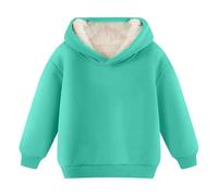 TYUSGH Felpe con cappuccio foderate in pile per bambini autunno tinta unita felpe con cappuccio per adolescenti torna a scuola maglione casual a maniche lunghe, Verde, 6-7 Years