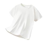 TYUSGH Maglietta estiva ad asciugatura rapida per ragazzi Top in rete a maniche corte per bambini tinta unita girocollo casual magliette sportive per bambini top da allenamento larghi, bianco, 9-10