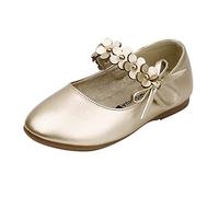 TYUSGH Mary Jane - Scarpe estive da bambina, antiscivolo, con gancio e anello, per la scuola, per feste di nozze, Oro, 31 EU