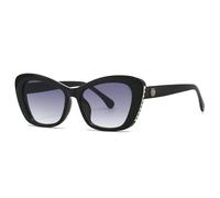 TYUVIVO Occhiali da sole a forma di occhio di gatto con montatura grande, occhiali da sole vintage di lusso, popolari rivetti UV400 (nero grigio)