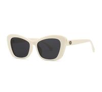 TYUVIVO Occhiali da sole a forma di occhio di gatto con montatura grande, occhiali da sole vintage di lusso, popolari rivetti UV400 (beige e nero)