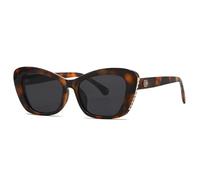 TYUVIVO Occhiali da sole a forma di occhio di gatto con montatura grande, occhiali da sole vintage di lusso, popolari rivetti UV400 (nero leopardato)