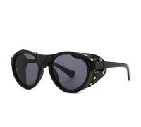 TYUVIVO Occhiali da sole antivento ovali punk a vapore uomo donna tonalità moda occhiali vintage UV400, nero C6, taglia unica